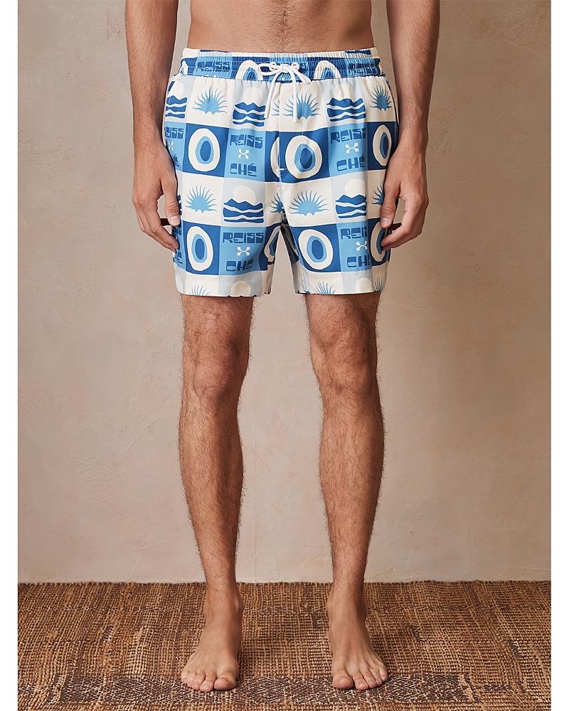 Shop Reiss Tile Print 4.9 Swim Shorts