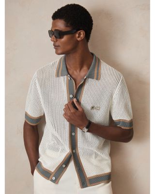 CHE Crusoe Contrast Trim Crochet Short Sleeve Shirt