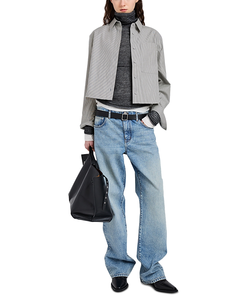 Proenza Schouler White Label Olive Shirt In Stripe Cotton In Gray