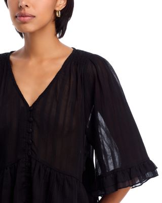 Ruffle Shadow Stripe Top - Exclusive