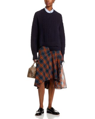 Draped Organza Combo Midi Skirt