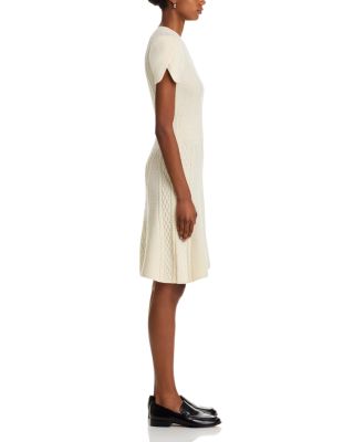 Wool Cable Knit Mock Neck Dress