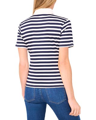 Short Sleeved Striped Polo Top