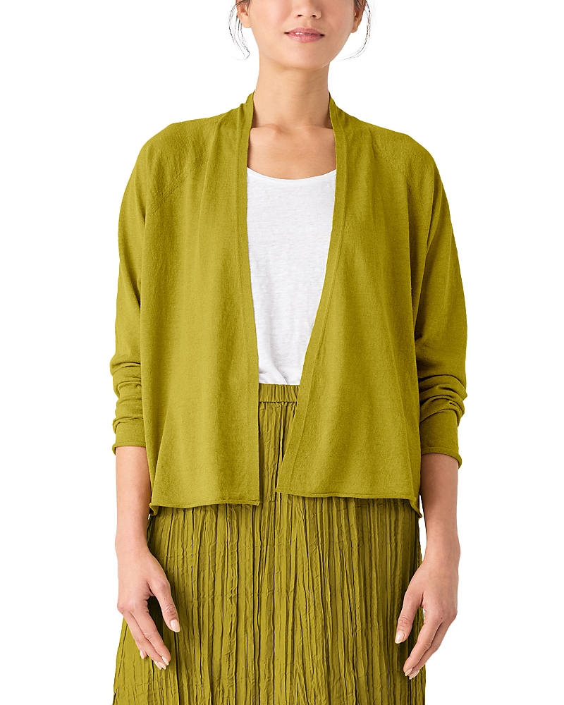 Eileen Fisher Linen Cotton Jersey High Collar Cardigan