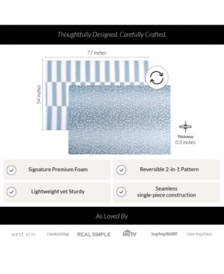  Reversible Baby Playmat - Antelope + Stripe Design – Soft, Non-Toxic Foam – Waterproof, Easy to Clean