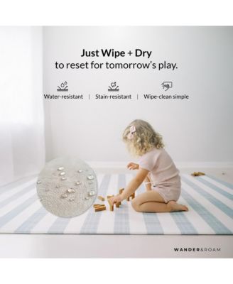  Reversible Baby PlayMat - Emerson Ikat + Jack Stripe Design – Soft, Non-Toxic Foam – Waterproof, Easy to Clean