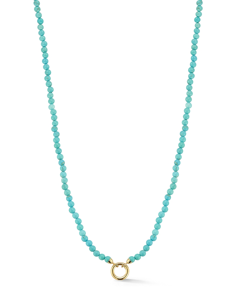 Moon & Meadow 14 Yellow Gold Turquoise Beaded Clip Bale Pendant Necklace, 17