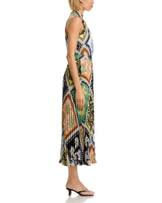 Printed Halter Neck Midi Dress