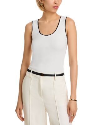 Sleeveless Scoop Neck Whipstitch Sweater