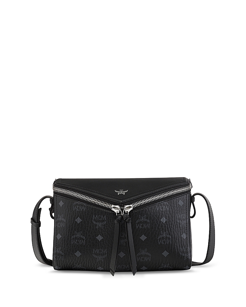Mcm Visetos Zip Faux Leather Shoulder Bag
