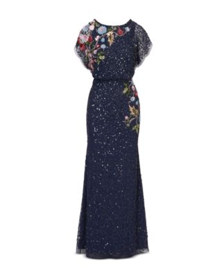 【海外限定】AdriannaPapell ドレス☆Beaded Mesh Maxi Dress, F Adrianna Papell Women's Beaded Mesh Long Dress