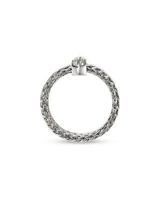 Sterling Silver Diamond Icon Link Ring