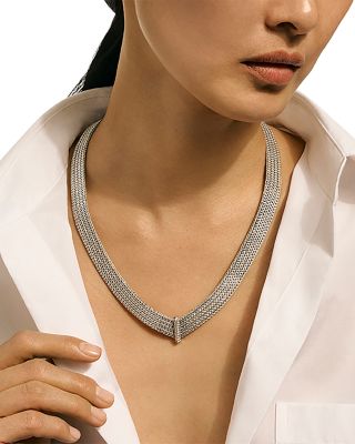 Sterling Silver Diamond Icon Link Necklace, 18"