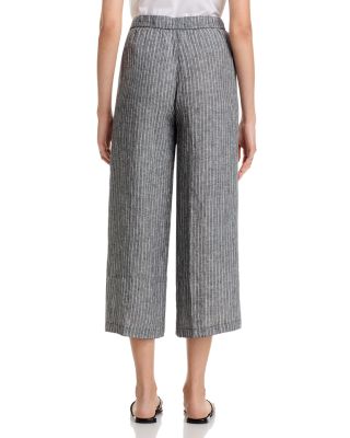 Linen Cropped Wide Leg Pants