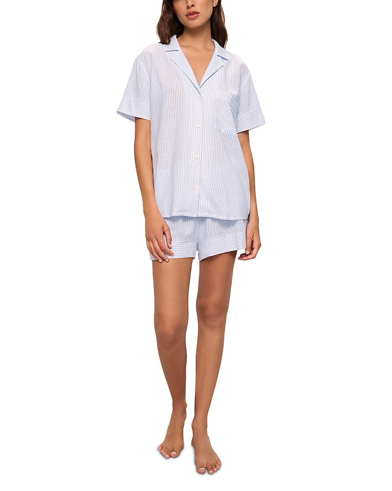 Eberjey Gisele Rib Relaxed Short Pajama Set In Nantucket Breeze In White