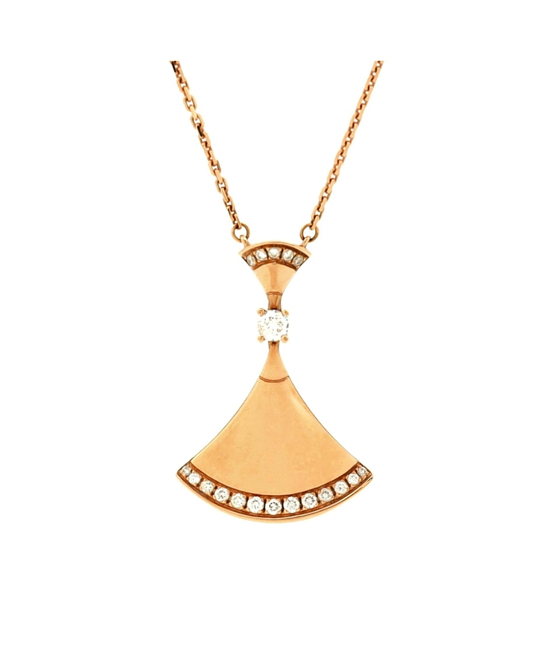 Pre-owned Pre-owned Bvlgari Bvlgari Large Divas' Dream Pendant Necklace 18k Rose Gold With Diamonds