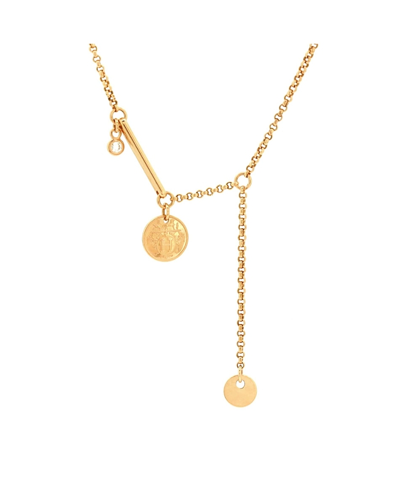 Shop Pre-owned Hermes Hermes Small Ex-libris Pendant Necklace 18k Rose Gold With Diamond