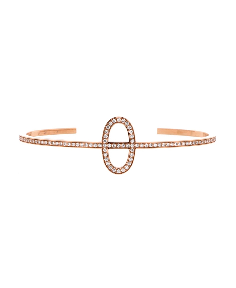 PRE-OWNED HERMES PRE-OWNED HERMES CHAINE D'ANCRE CONTOUR CUFF BRACELET 18K ROSE GOLD WITH DIAMONDS