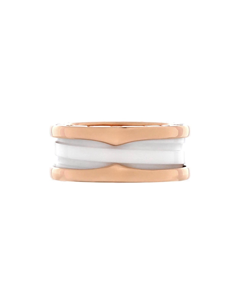 Pre-owned Pre-owned Bvlgari Bvlgari B. Zero1 Two Band Ring 18k Rose Gold And Ceramic