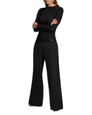 Long Sleeve Gathered Stretch Crepe Tee