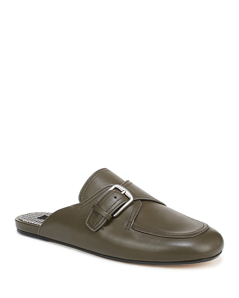Vince Minetta Leather Buckle Mules In Blue