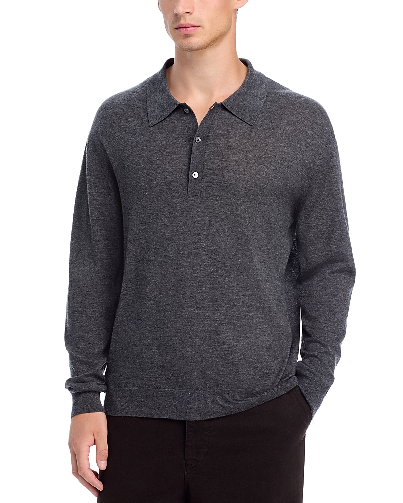 Frame Superfine Polo Sweater In Gray