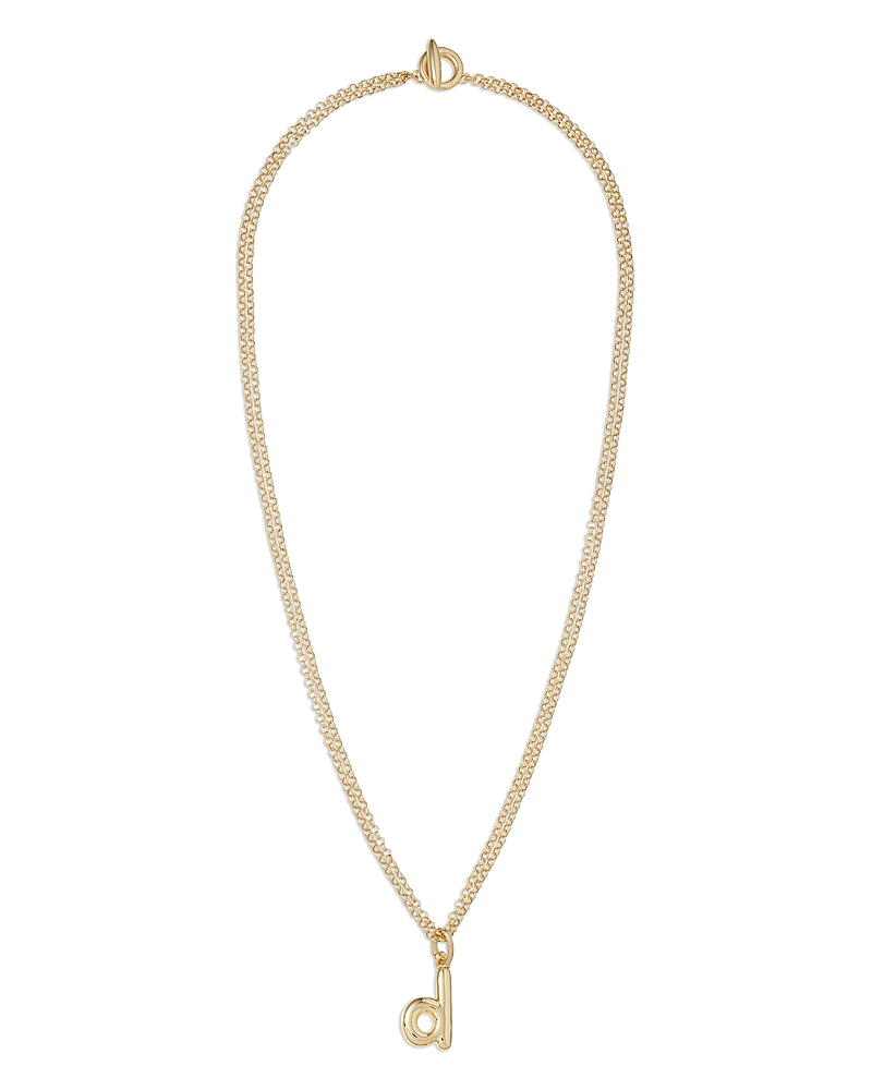 Roxanne Assoulin Puffy Initial Double Chain Pendant Necklace, 26