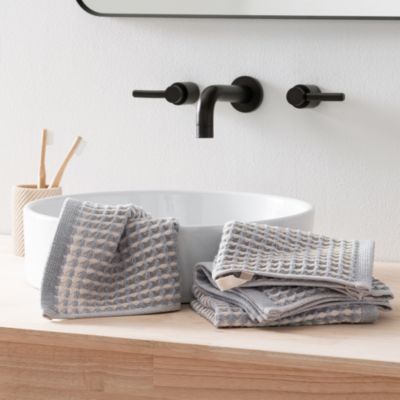 PURE Yarn Dyed Waffle Cotton 4-Piece Washcloth Set
