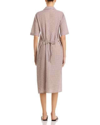 Notch Collar Linen &amp; Cotton Shirt Dress