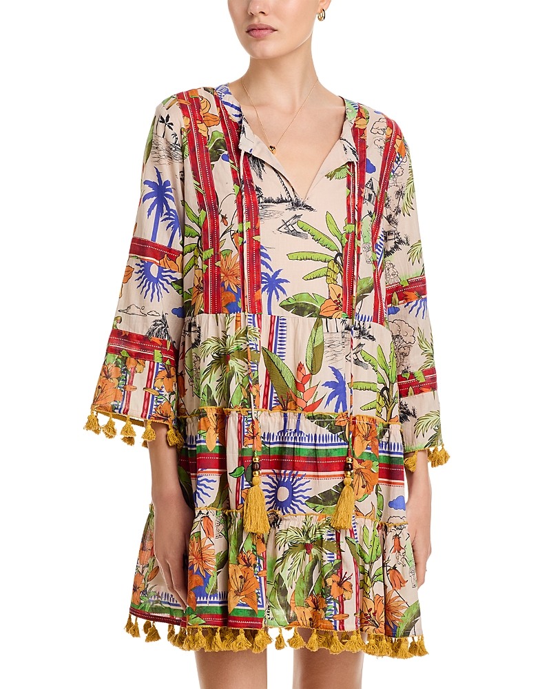 Lucky & Coco Printed Split V Neck Dress