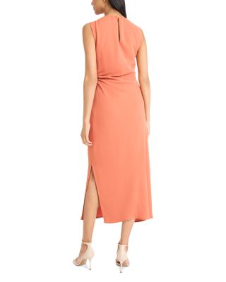 Sleeveless Ruched Waist Midi Dress