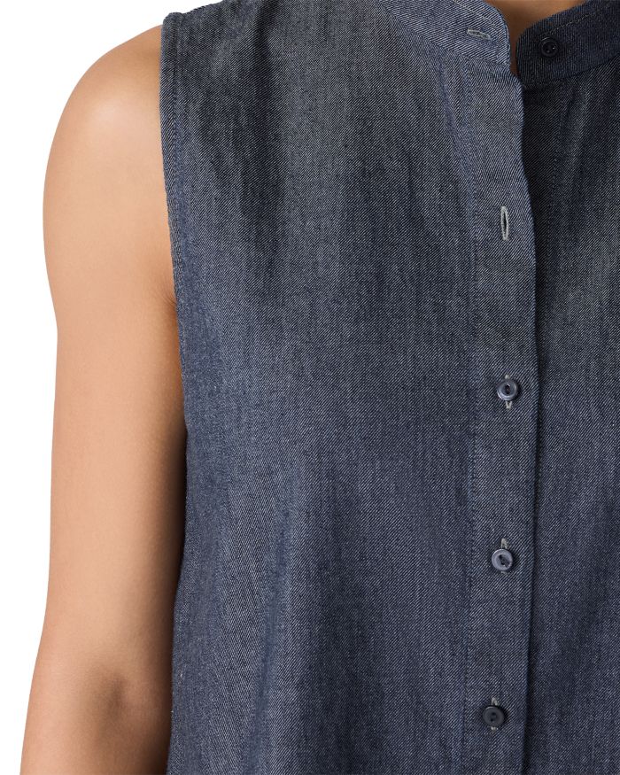 Mandarin Collar Sleeveless Shirt