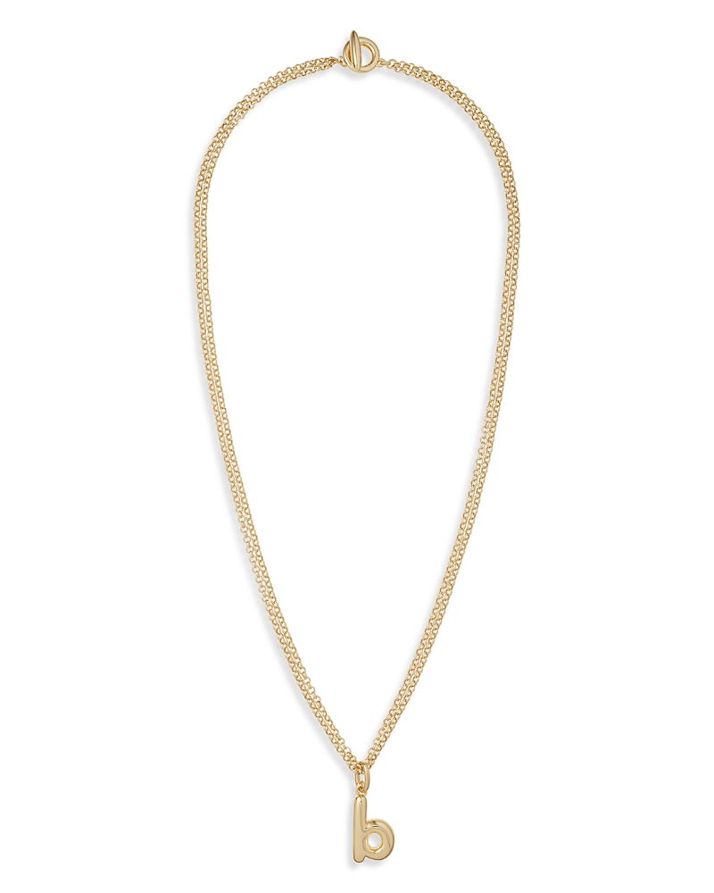 Roxanne Assoulin Puffy Initial Double Chain Pendant Necklace, 26