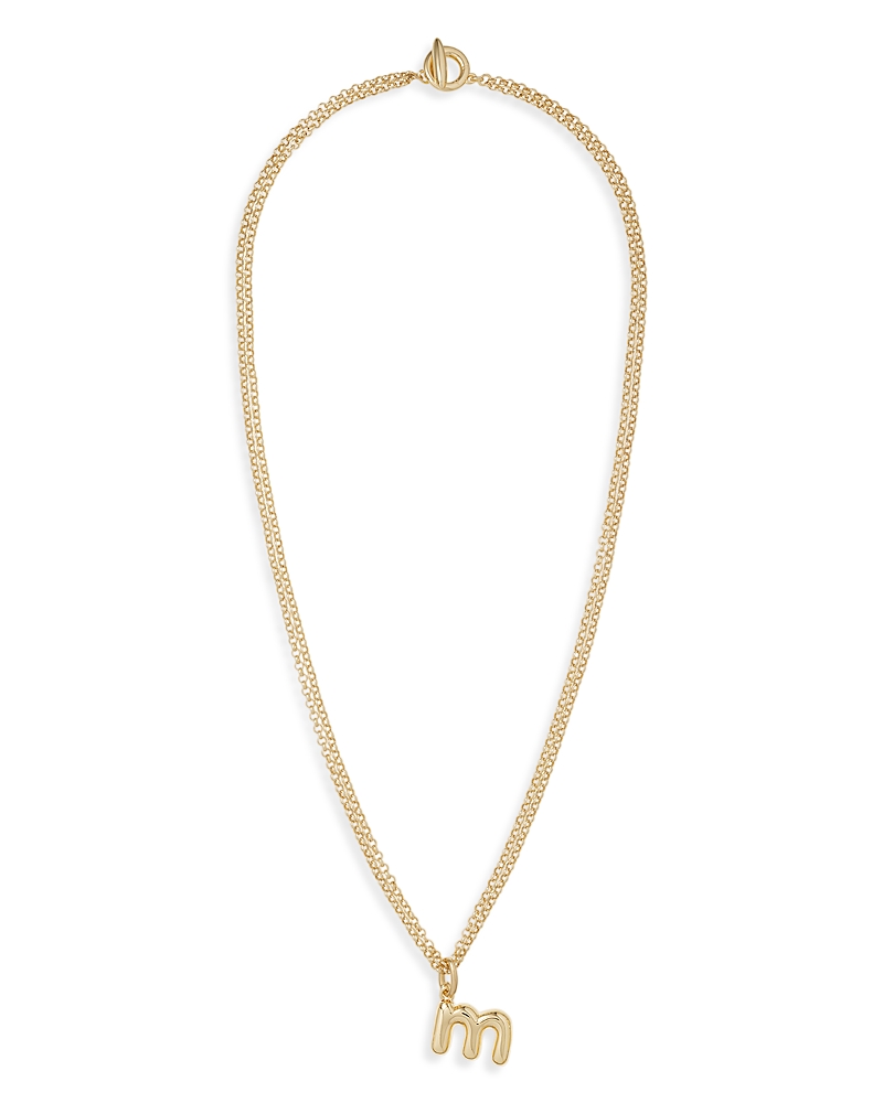 Roxanne Assoulin Puffy Initial Double Chain Pendant Necklace, 26
