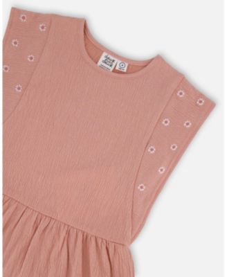  Girls' Crinkle Jersey Tunic with Embroidery - Little Kid