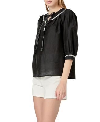 Women's Embroidery Bow Detailed Top