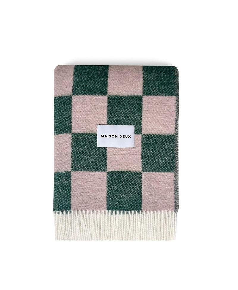 Maison Deux Checkerboard Blanket, 4.25' X 6.5' In Green