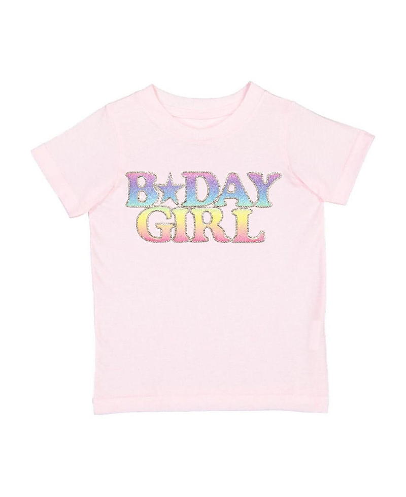 Sweet Wink Girls' Pastel Rainbow Bday Girl Patch Short Sleeve T-shirt - Little Kid, Big Kid In Pink
