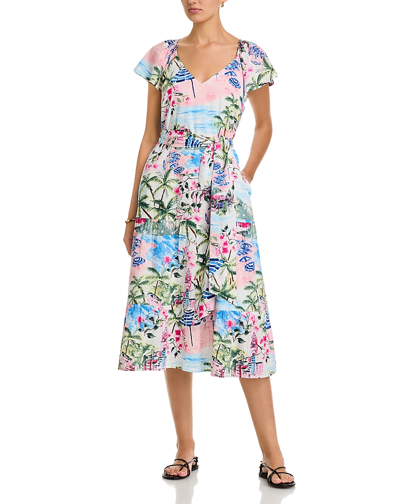 Tommy Bahama Paradise Shores Cotton Blend Midi Dress In Multi