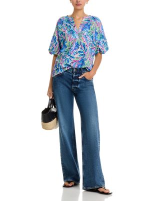 Frond Grove Puffed Sleeve Top