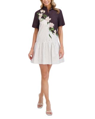 Short Sleeve Drop Waist Shirt Dress