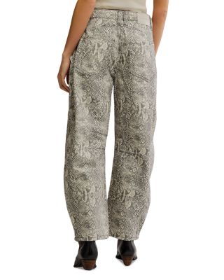 We The Free Good Luck Leopard Barrel Leg Jeans in Snake Combo