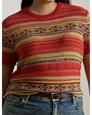 Geo Striped Short Sleeve Sweater