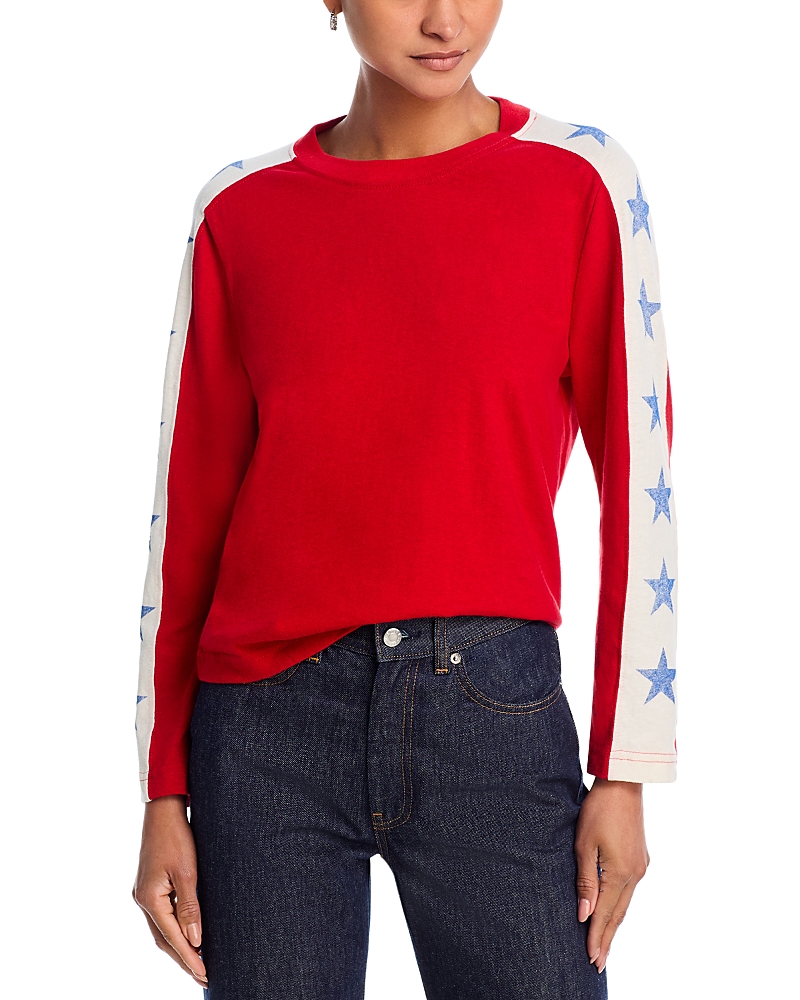 Re/Done Star Contrast Long Sleeve Tee