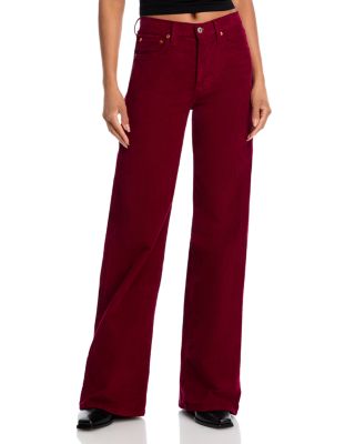 High Rise Wide Leg Jeans  in Beet Cord
