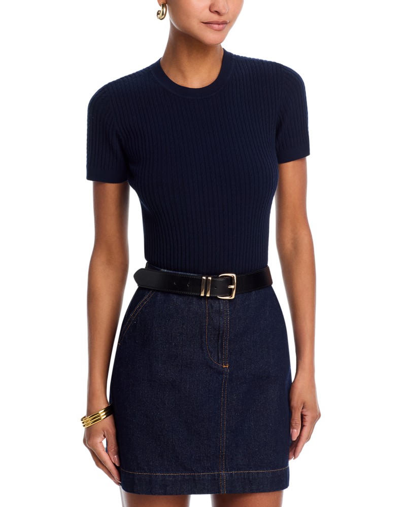 Frame The Fine Cable Tee in Navy