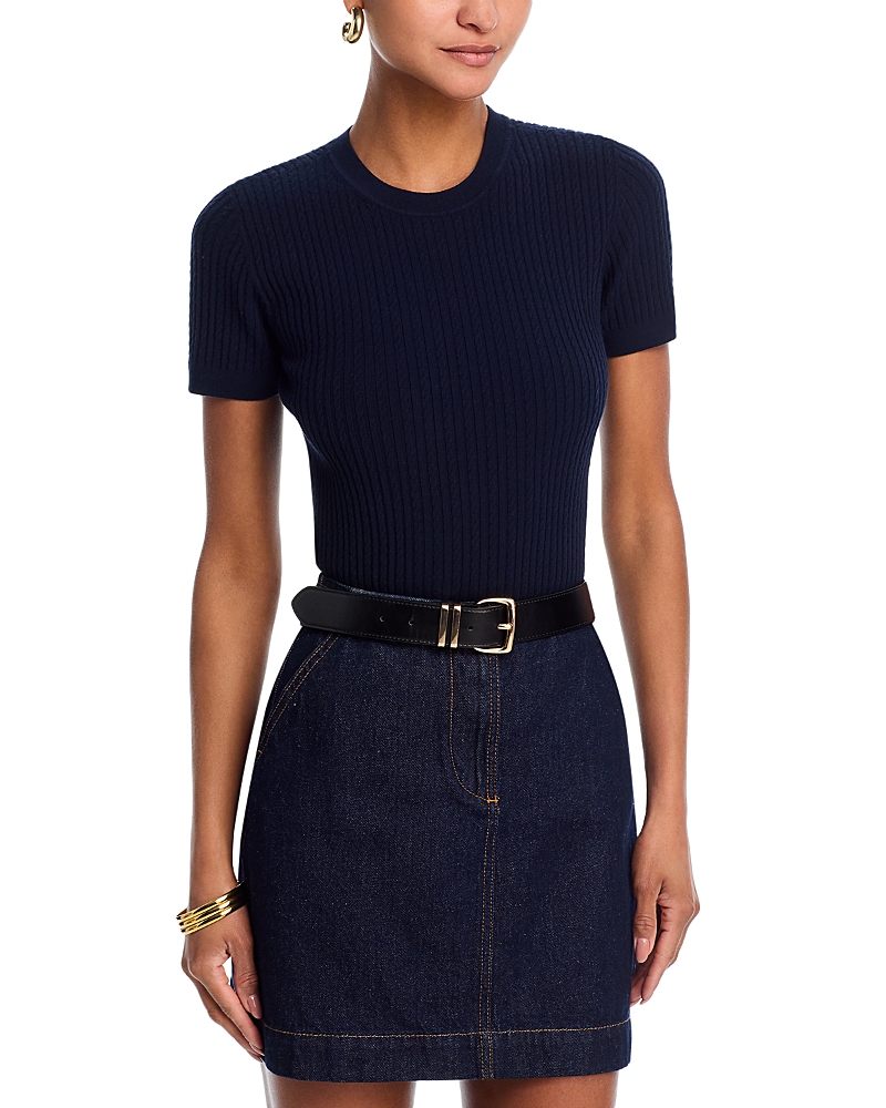 Frame The Fine Cable Tee In Brown