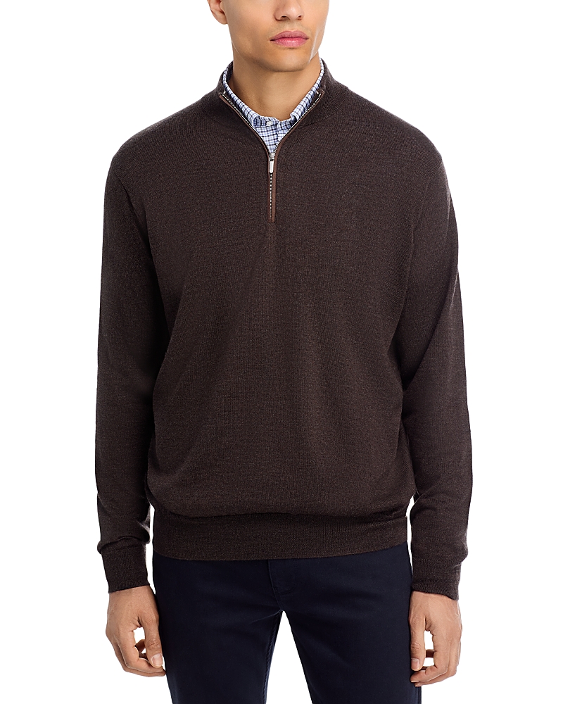 Peter Millar Autumn Crest Suede Trim Quarter Zip Sweater In Black