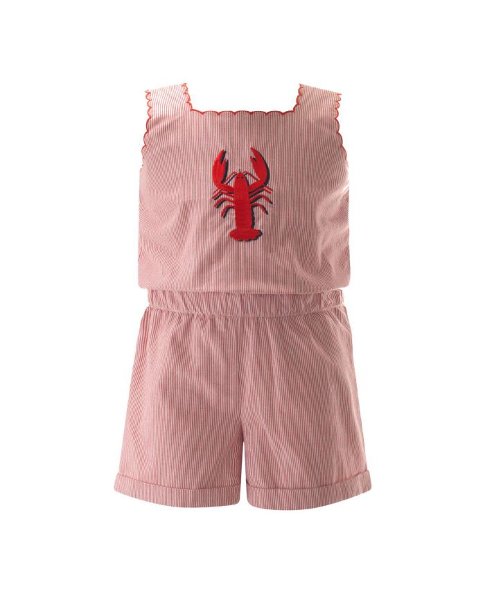 Girls' Lobster Embroidered Playsuit - Little Kid, Big Kid