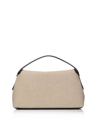 T-Lock Canvas Convertible Top Handle Bag in Ecru/Black